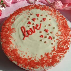 Pink Velvet Valentines Day Cake