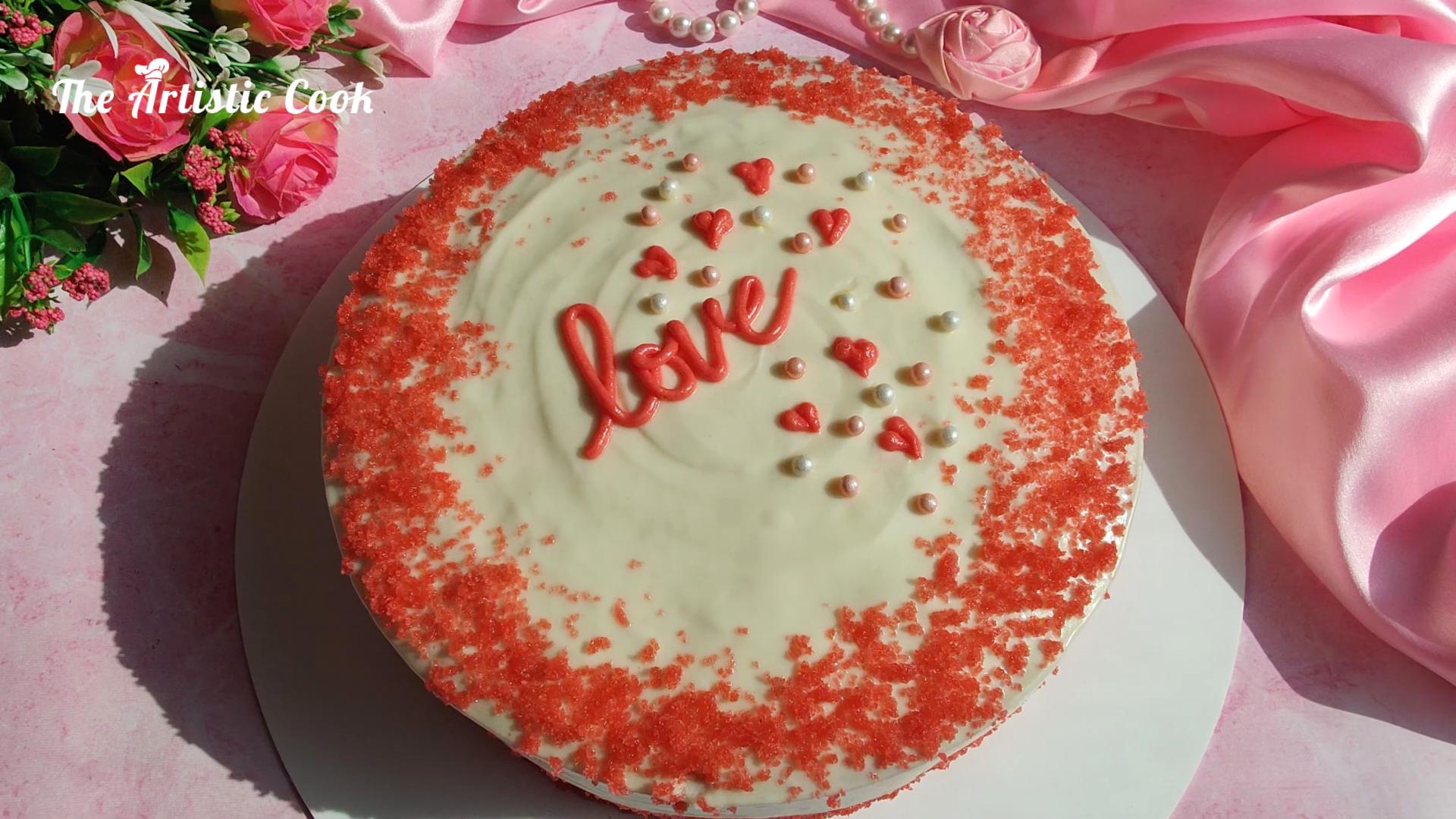 Pink Velvet Valentines Day Cake